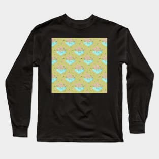 Pink pansies gold Long Sleeve T-Shirt